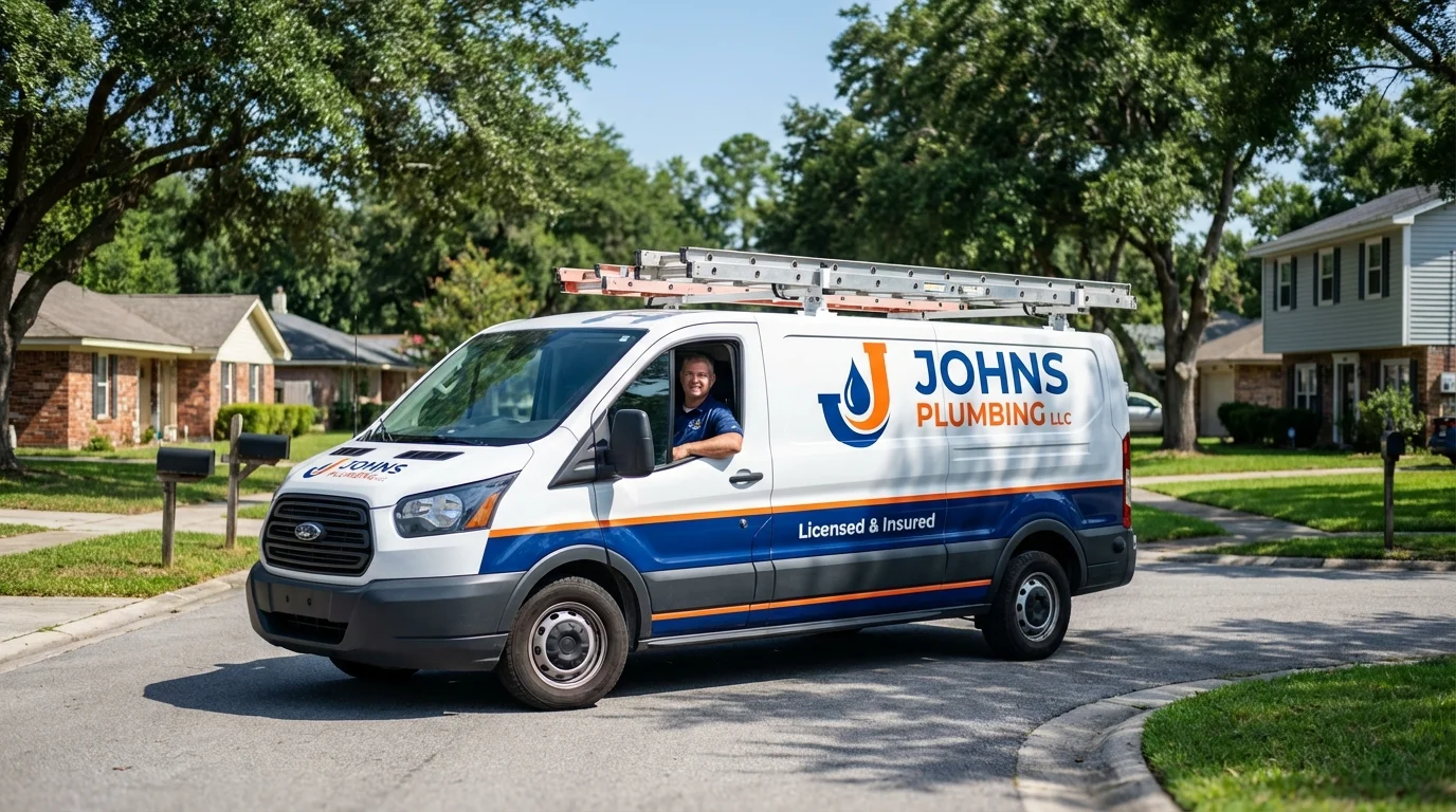 Johns Plumbing LLC service van in San Antonio, FL